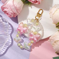 Акриловый кулон в форме сердца бабочки&nbsp;HJEW-JM02011