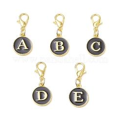 Плоские круглые с буквами сплава эмалевые подвесные украшения&nbsp;HJEW-JM03526