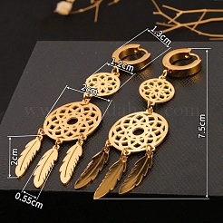 Серьги-кольца из нержавеющей стали 304 с плетеной паутиной FS-WG42220-01