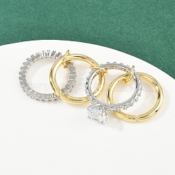 Женские кольца-пальцы с микропаве из кубических цирконий из латуни&nbsp;RJEW-P160-01F-G01