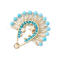 Подвески из витого стеклянного веера в стиле бохо с бусинами PALLOY-MZ00519