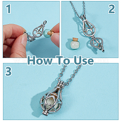 1 шт. подвеска из нержавеющей стали со стеклянной каплевидной урной для пепла&nbsp;NJEW-NB0001-35