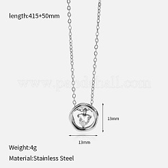 Ring aus Edelstahl 304 mit Pavé-Fassung aus klaren Zirkonia und Herzanhänger für Damen&nbsp;WG58E99-02