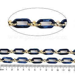 ラックメッキアクリル＆ccbプラスチックチェーン  長持ちメッキ  ミディアムブルー  20x10.6x3mm  5 m /ロール&nbsp;CHAC-H001-01F
