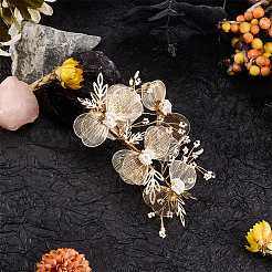 Сплав с пластиковыми заколками для волос в виде цветка аллигатора с жемчугом&nbsp;OHAR-WH20010-05G