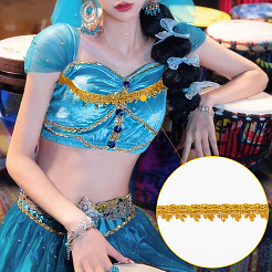 Блестящая кружевная лента из полиэстера&nbsp;OCOR-WH0080-34B