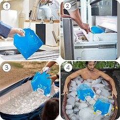 プラスチック製屋外用ウォーターバッグ  携帯用折りたたみ飲料水保存バッグ  キャンプ用  ドジャーブルー  305x320x50mm  内径：33mm  4pc&nbsp;AJEW-CN0006-39B