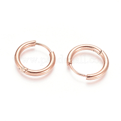 Серьги-кольца Huggie Hoop из нержавеющей стали 304 с ионным покрытием (IP) EJEW-F111B-17mm-RG