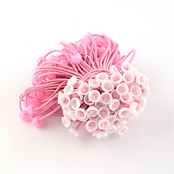 ヘアアクセサリー弾性繊維の毛の絆  ポニーテールホルダー  アクリルビーズで  パールピンク  170x2mm  100個/バンドルに関する&nbsp;OHAR-S184-08