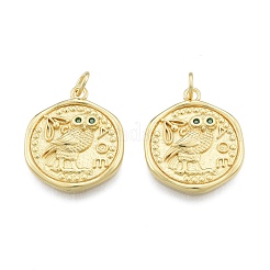 Латунные микро-паве зеленые кубические циркониевые подвески KK-G431-19G