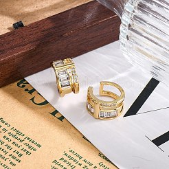 Серьги-манжеты из латуни с микропаве и прозрачным циркониевым покрытием для женщин&nbsp;EJEW-C125-24B-G