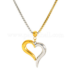 Valentinstags-Halsketten mit zweifarbigem Herzanhänger aus Edelstahl 304 für Damen&nbsp;WG29D85-01