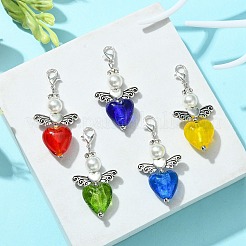 Стеклянные подвески в форме сердца ангела HJEW-TA00090