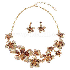 Collane con ciondolo in lega di strass e fiori e set di orecchini pendenti&nbsp;FS-WGB2523-04