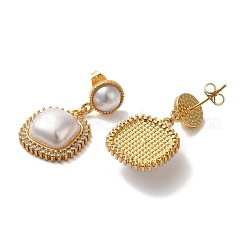 Квадратный АБС-пластик с имитацией жемчуга EJEW-L224-70G