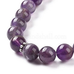 Natürliche Amethyst-Kugel- und Quastenanhänger-Halskette mit gemischten Edelstein-Perlenketten&nbsp;NJEW-E585-02C