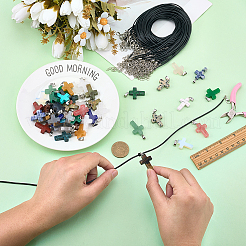 DIY-Kits zur Herstellung von Halsketten mit Kreuzanhänger&nbsp;DIY-FG0008-32