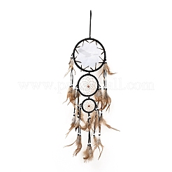 Тканая паутина/сетка из абс в индийском стиле с подвесными украшениями из перьев AJEW-B016-04A