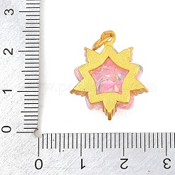 合金ペンダント  スターのチャーム  樹脂とキュービックジルコニア付き  ゴールドカラー  ピンク  21x18.5x10.5mm  穴：4.2mm&nbsp;ALRI-D304-04G
