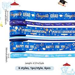 6 шт. 6 стиля выпускной сезон полиэстеровая лента с золотым тиснением и принтом OCOR-PH0005-03
