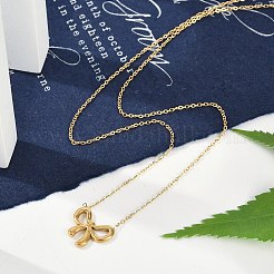 Ионное покрытие (ip) 304 нержавеющая сталь бант кулон кабель цепь ожерелья для женщин NJEW-P320-12B-G