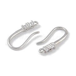 真鍮製マイクロパヴェキュービックジルコニアピアスフック  釣り針  プラチナ  17.5x7x2.5mm  穴：1mm&nbsp;KK-U008-12P