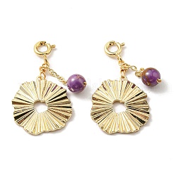 Круглые подвески из натурального лепидолита/фиолетовой слюды G-R489-49G