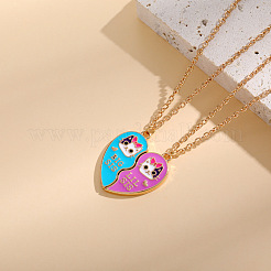 Симпатичные ожерелья с подвеской в виде сердца кошки из сплава и эмали для женщин FS-WG9A306-01