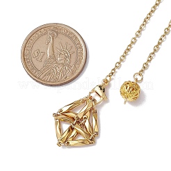 3 pièce 3 styles 304 chaîne en acier inoxydable pochette en macramé support de pierre vide pendules de radiesthésie&nbsp;HJEW-JM02325-01