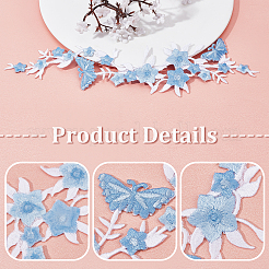 4 шт. полиэстеровая вышитая пришивная/приклеиваемая отделка для воротника&nbsp;DIY-GF0006-08A