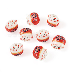 9 perles en porcelaine imprimées faites à la main&nbsp;PORC-TADJ0001-01H