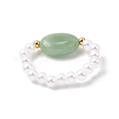 Кольца-растяжки из натурального зеленого авантюрина для женщин&nbsp;RJEW-JR00913