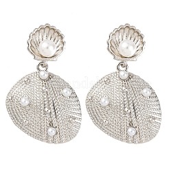 Серьги-гвоздики в форме ракушки из латуни EJEW-H165-01A-P