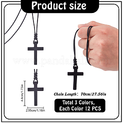 36 шт. 3-х цветный деревянный крест-подвеска из вощеного полиэфирного шнура&nbsp;NJEW-DR00022