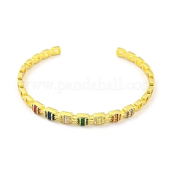 Браслеты на открытой манжете из латуни с микропаве и прозрачным кубическим цирконием BJEW-Z062-26G