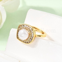 Anillos de latón de zirconia cúbicos micro pave ajustables&nbsp;CU-CBABA66-02G