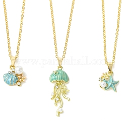 Collares con colgante de animal marino de aleación esmaltada para playa de verano&nbsp;NJEW-JN06635