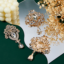 4 шт. 2 стиля броши из сплава со стразами JEWB-FH0002-23