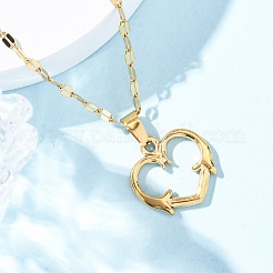 Ожерелье с подвеской из нержавеющей стали 201 для женщин NJEW-F335-02G-05