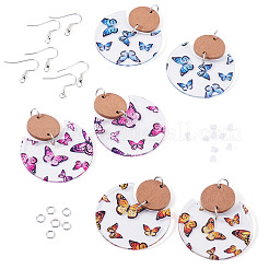 Наборы для самостоятельного изготовления плоских круглых сережек-бабочек&nbsp;DIY-TA0012-29