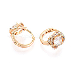 Серьги-кольца в форме цветка с микропаве из прозрачных кубических цирконий из латуни EJEW-T048-43G