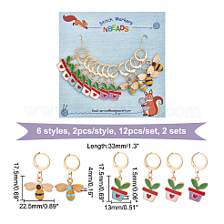 Кашпо для пчел и листьев из эмали из сплава с подвеской в виде сердца HJEW-AB00042