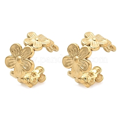 Ионное покрытие (ip) 304 нержавеющая сталь цветочные серьги-манжеты для женщин EJEW-A118-03G