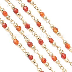 Цепочки из круглых звеньев с бусинами из натурального агата&nbsp;AJEW-JB01533-03