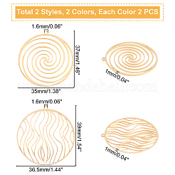 8 шт. 2 стиля филигранных подвесок из нержавеющей стали 201&nbsp;STAS-DC0001-04