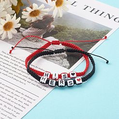 Регулируемые браслеты из плетеных бусин из нейлоновой нити на день святого валентина BJEW-JB06238