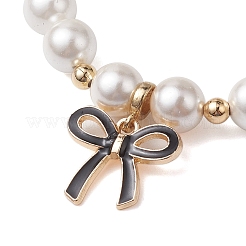 Braccialetti con ciondoli in ottone smaltato nero&nbsp;BJEW-JB10649-01