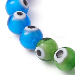 Одноцветные 7 мм круглые браслеты из сплава ручной работы со сглазом в стиле лэмпворк BJEW-JB10198-01