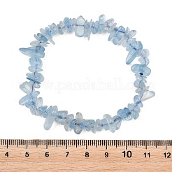 グレードAの天然アクアマリンビーズを使用した女性用ストレッチブレスレット  チップ  空色  内径：1.87~2.01インチ（4.75cm〜5.1cm）&nbsp;BJEW-Z175-01A
