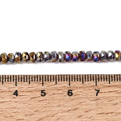 電気メッキガラスビーズセット  パール光沢メッキ  多面カット  ロンデル  ゴールデンロッド  2.4~3.2x4mm  穴：1mm  約147~152個/連  39~45cm&nbsp;GLAA-Q105-03P